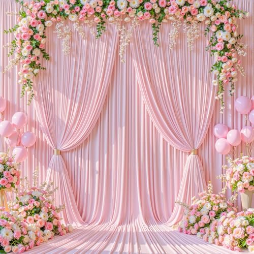 10x15 FT Pink Backdrop Curtain for Parties Wrinkle Free Photo Backdrop Drapes 15ft Long Polyester Draping Back, alternate