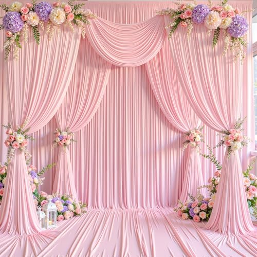 10x15 FT Pink Backdrop Curtain for Parties Wrinkle Free Photo Backdrop Drapes 15ft Long Polyester Draping Back, alternate