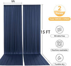 10x15 ft Wrinkle Free Navy Blue Backdrop Curtain for Wedding Parties, Silky Polyester 2 Panels 15 ft Long Photo, alternate