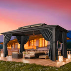10x15 Hardtop Gazebo On Clearance with Heavy Duty Galvanized Steel Metal Roof, Patio Hard Top Gazebo with