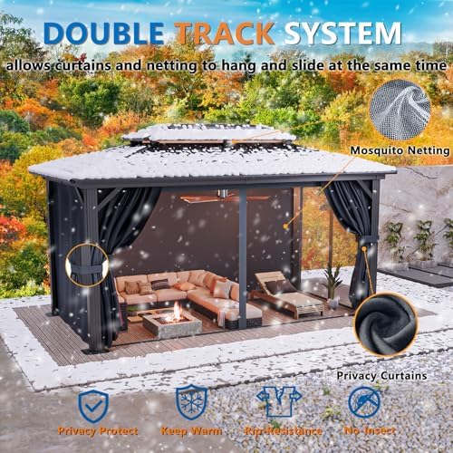10x15 Hardtop Gazebo On Clearance with Heavy Duty Galvanized Steel Metal Roof, Patio Hard Top Gazebo with, alternate view 6