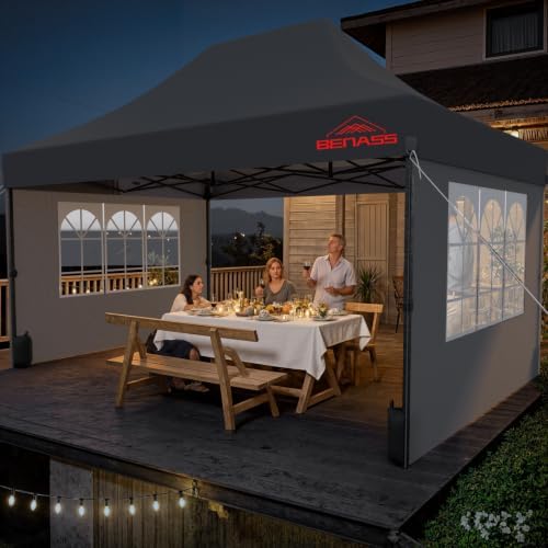 10x15 Heavy Duty Commercial Pop Up Canopy with Sidewalls, Grey in Grey, alternate view 2