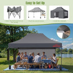 10x15 Heavy Duty Commercial Pop Up Canopy with Sidewalls, Grey in Grey, alternate view 6