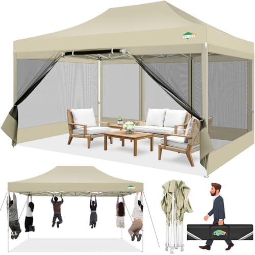 10x15 Heavy Duty Pop Up Canopy Tent with 4 Mosquito Netting Walls