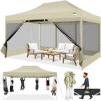 10x15 Heavy Duty Pop Up Canopy Tent with 4 Mosquito Netting Walls