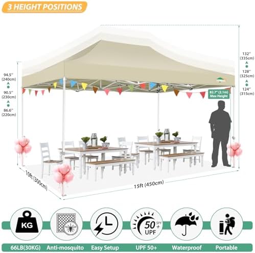 10x15 Heavy Duty Pop Up Canopy Tent with 4 Mosquito Netting Walls, alternate view 2