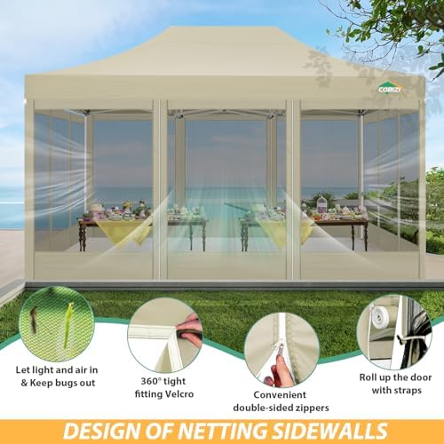 10x15 Heavy Duty Pop Up Canopy Tent with 4 Mosquito Netting Walls, alternate view 5