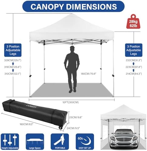10x15 Heavy Duty Pop Up Canopy Tent with 4 Sidewalls, Alps, alternate view 2