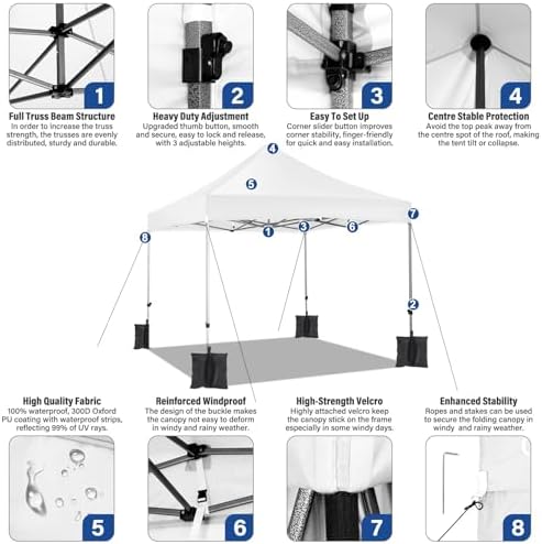 10x15 Heavy Duty Pop Up Canopy Tent with 4 Sidewalls, Alps, alternate view 3