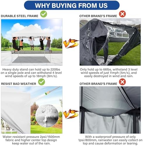 10x15 Heavy Duty Pop Up Canopy Tent with 4 Sidewalls, Alps, alternate view 5