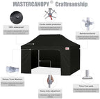 10x15 Heavy Duty Pop Up Canopy Tent with 4 Sidewalls, Black in Black, alternate view 3