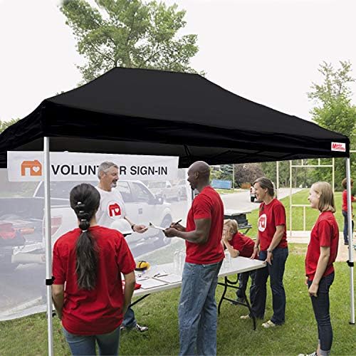 10x15 Heavy Duty Pop Up Canopy Tent with 4 Sidewalls, Black in Black, alternate view 5