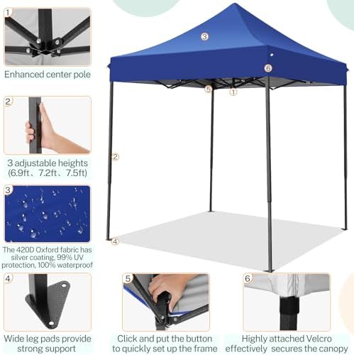 10x15 Heavy Duty Pop Up Canopy Tent with 4 Sidewalls, Dark Purple, alternate view 4