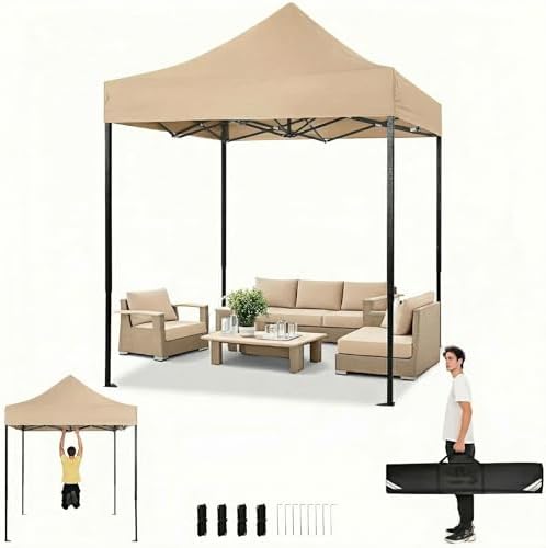 10x15 Heavy Duty Pop Up Canopy Tent with 4 Sidewalls, Desert