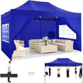 10x15 Heavy Duty Pop Up Canopy Tent with 4 Sidewalls, Mediterranean