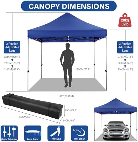 10x15 Heavy Duty Pop Up Canopy Tent with 4 Sidewalls, Purple, alternate view 2