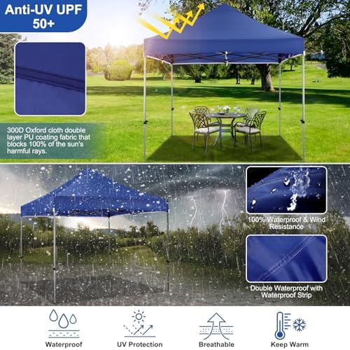 10x15 Heavy Duty Pop Up Canopy Tent with 4 Sidewalls, Purple, alternate view 3