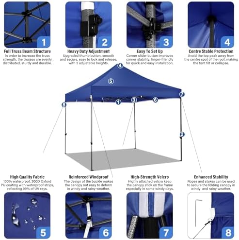 10x15 Heavy Duty Pop Up Canopy Tent with 4 Sidewalls, Purple, alternate view 6