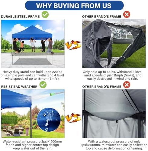10x15 Heavy Duty Pop Up Canopy Tent with 4 Sidewalls, Uranus, alternate view 5