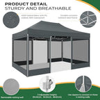10x15 Heavy Duty Pop Up Canopy with 4 Mosquito Net Sidewalls, Gray in Gray, alternate view 4