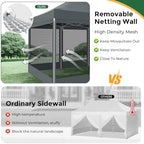 10x15 Heavy Duty Pop Up Canopy with 4 Mosquito Net Sidewalls, Gray in Gray, alternate view 5