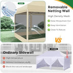 10x15 Heavy Duty Pop Up Canopy with 4 Mosquito Net Sidewalls, Khaki in Khaki, alternate view 5
