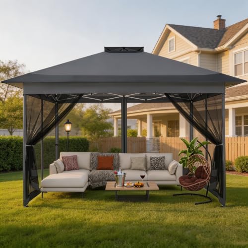 10x15 Pop up Canopy Gazebos on Clearance-Canopy Tent with Mosquito Netting for Lawn, Garden, Backyard &