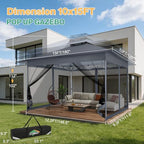 10x15 Pop up Canopy Gazebos on Clearance-Canopy Tent with Mosquito Netting for Lawn, Garden, Backyard &, alternate view 2