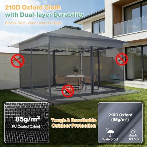 10x15 Pop up Canopy Gazebos on Clearance-Canopy Tent with Mosquito Netting for Lawn, Garden, Backyard &, alternate view 5