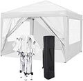 10x15 Pop Up Canopy Tent, Heavy Canopy(White Black with 4 Sidewalls) in White Black