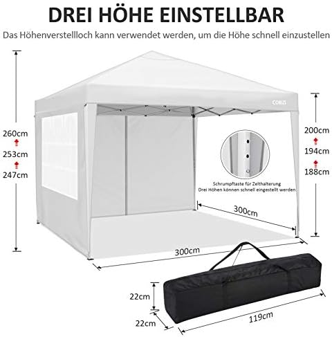 10x15 Pop Up Canopy Tent, Heavy Canopy(White Black with 4 Sidewalls) in White Black, alternate view 3