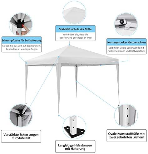 10x15 Pop Up Canopy Tent, Heavy Canopy(White Black with 4 Sidewalls) in White Black, alternate view 4