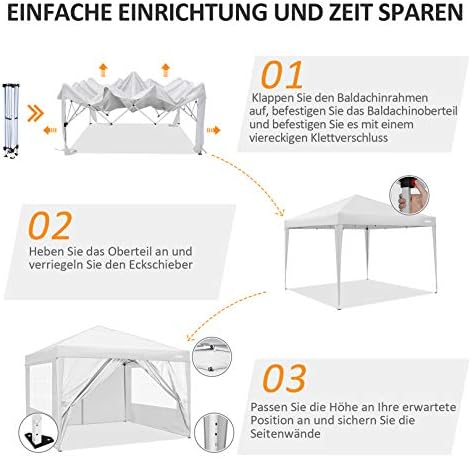 10x15 Pop Up Canopy Tent, Heavy Canopy(White Black with 4 Sidewalls) in White Black, alternate view 6