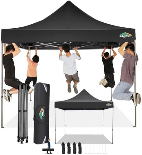 10x15 Pop Up Canopy Tent, Heavy Duty Canopy(Black Gray No Sidewalls)