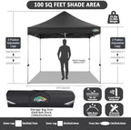 10x15 Pop Up Canopy Tent, Heavy Duty Canopy(Black Gray No Sidewalls), alternate view 5