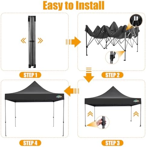 10x15 Pop Up Canopy Tent, Heavy Duty Canopy(Black Gray No Sidewalls), alternate view 6