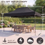 10x15 Pop Up Canopy Tent, Heavy Duty Canopy(Black with 4 Sidewalls), alternate view 3