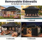 10x15 Pop Up Canopy Tent, Heavy Duty Canopy(Black with 4 Sidewalls), alternate view 6