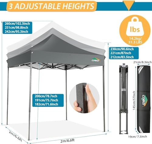 10x15 Pop Up Canopy Tent, Heavy Duty Canopy(Gray Gray No Sidewalls), alternate view 2