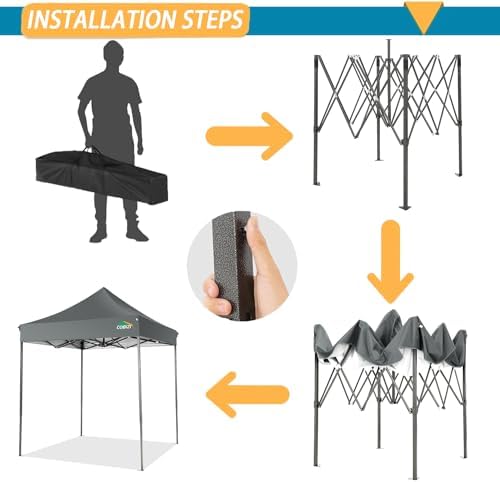 10x15 Pop Up Canopy Tent, Heavy Duty Canopy(Gray Gray No Sidewalls), alternate view 5
