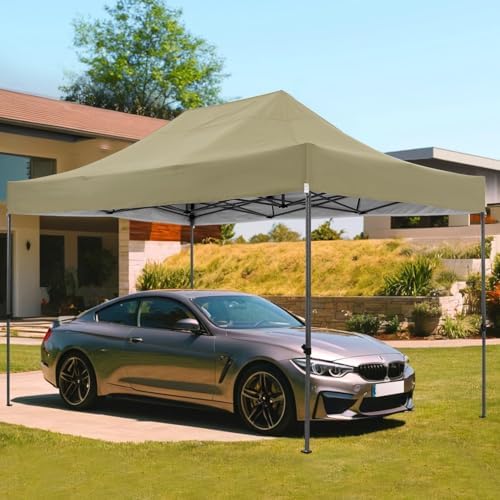 10x15 Pop Up Canopy Tent, Heavy Duty Canopy(Khaki Gray No Sidewalls), alternate view 2