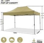 10x15 Pop Up Canopy Tent, Heavy Duty Canopy(Khaki Gray No Sidewalls), alternate view 3