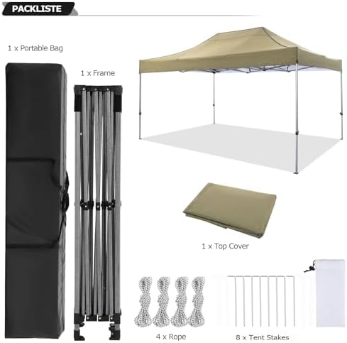 10x15 Pop Up Canopy Tent, Heavy Duty Canopy(Khaki Gray No Sidewalls), alternate view 6