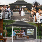10x15 Pop Up Canopy Tent, Upgraded Thickened Hexagonal Legs, Black in Black, alternate view 4