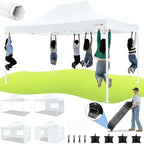 10x15 Pop Up Canopy Tent, Upgraded Thickened Hexagonal Legs, White in White