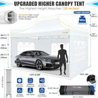 10x15 Pop Up Canopy Tent, Upgraded Thickened Hexagonal Legs, White in White, alternate view 2