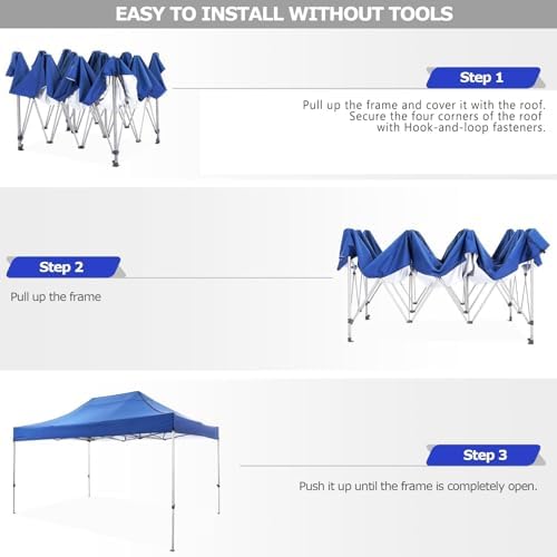 10x15 Pop Up Canopy Tent with 4 Sidewalls, Heavy Duty Canopy, Blue in Blue, alternate view 5