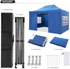 10x15 Pop Up Canopy Tent with 4 Sidewalls, Heavy Duty Canopy, Blue in Blue, alternate view 6
