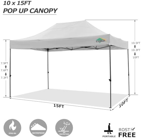 10x15 Pop Up Canopy Tent with 4 Sidewalls, Heavy Duty Canopy, White in White, alternate view 3
