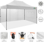 10x15 Pop Up Canopy Tent with 4 Sidewalls, Heavy Duty Canopy, White in White, alternate view 4